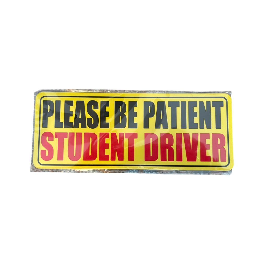 Please Be Patient Student Driver Car Magnet Sign Yellow Red Learner Alert